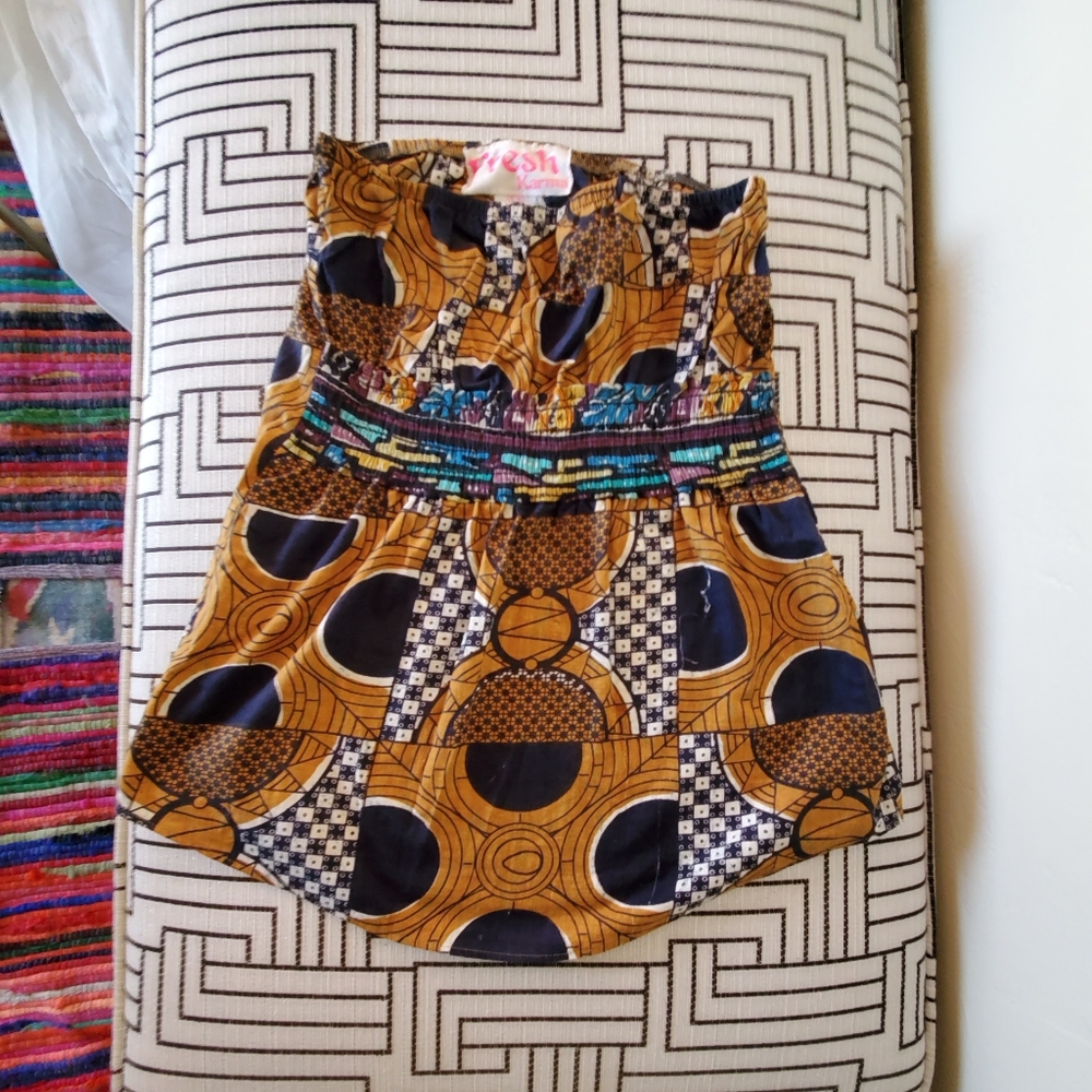 FRESH karma african ethnic print strapless top